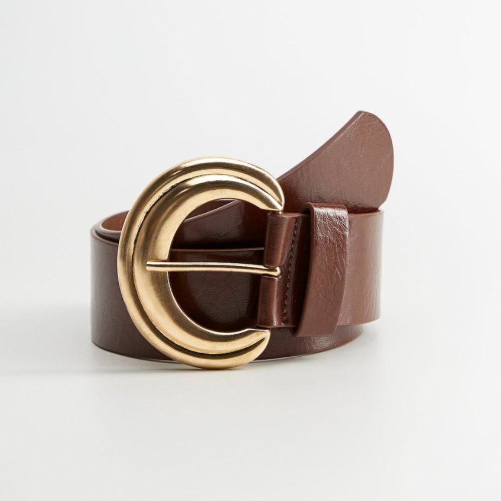 COPY - Mango Brown Waist Belt Rounded Gold Buckle